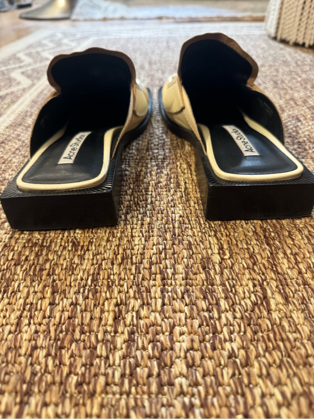 Acne Studios Cream Leather Square Toe Mule Loafers Sz 38 - Picture 4 of 9